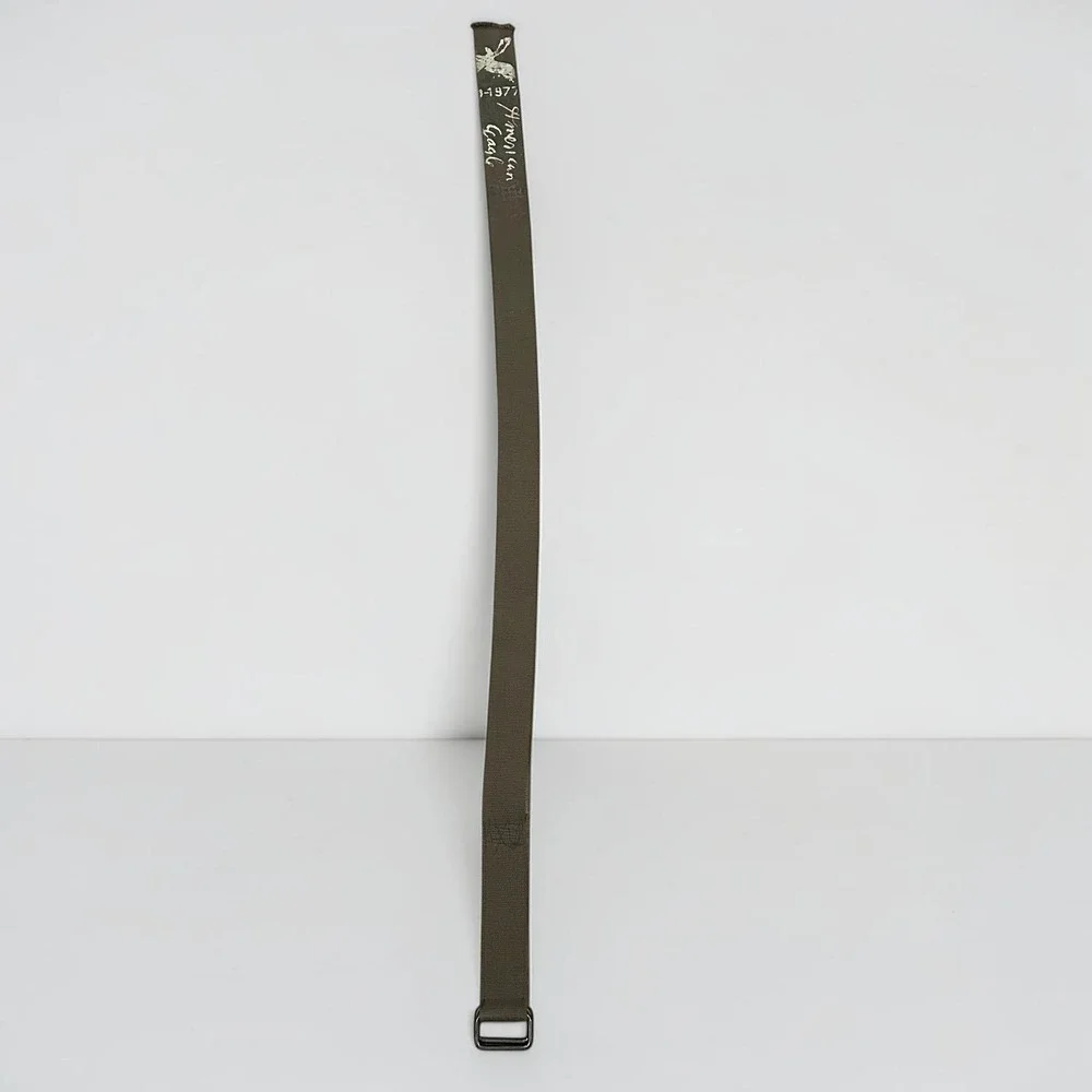 American Eagle Canvas Web Belt Olive Green Military Graphic D-Ring 48x2 Y2K